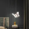 Lámparas colgantes mariposa LED lámpara de cristal transparente dormitorio cabecera interior luz colgante decorativa