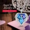 CDE donne argento colore impreziosito da cristalli collana angelo ali cuore pendente regalo di San Valentino