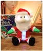 35 cm zingende lichtgevende Santa Claus cartoon pluche speelgoed pop kinderen kerstkinderen cadeau (batterij niet inbegrepen)