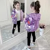 Flickor Bright Letter Coat Spring Korean Fashion Children's Jacket Hoodie och Höst Ungdom Windbreaker Girl Top 211011