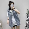 Primavera Autunno S-3XL Gilet di jeans per le donne Stile coreano Plus Size Blu Nero Giacca senza maniche Cappotto Gilet Donna 210817
