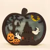 Halloween Decoration Creative Pumpkin Light Wooden Carving Pattern Pumpkin Lamp Party Props Decorations w-00959