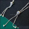 Jewelrysliding Tennis Chain Cubic Zirconia Cz Heart Charm Bracelets Boda Novia Pulsera Regalo Joyería minimalista Entrega directa 2021 Z5J9R