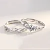 Mode Einfache Öffnung Sonne Mond Ringe Minimalistischen Silber Farbe Einstellbare Ring Für Männer Frauen Paar Engagement Schmuck