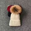 Kış Sonbahar Kız Erkek Kürk Pom Beanies Şapka Pamuk Kasketler Kap için Bebek Güzel Örme Şapka Kürk Ponpon Şapkalar Çocuk Y21111