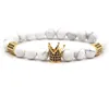 Cool Men Jewelry CZ Crown Charm Natural Stone Beads Strands Bracelet for Lovers Gift