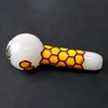 Vacker 3D Glass Pipes Bee Comb Rökning Dogo Skedrör för rökning Handpipes Bongs Tobacco Free Ship