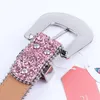 Belts Pink Rhinestones Belt Western Cowboy PU Leather Girl Diamond Studded Cinturones Para Mujer De Lujo Dise ador307R