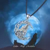 Merryshine 925 sterling argent hommes celtique viking bijoux lune loup collier pendentif 1139153