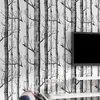 Rustic Wood Grain Not self-adhesive Wallpaper Black White Birch Tree Forest Wall Stickers Contact Paper Branches Trunk Wallpaper 210722