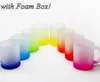 8 kleuren! 11oz DIY Sublimatie Fluorescerende glazen mokken met handvatgradiënt Kleuren Warmteoverdracht Afdrukken Ombre Gekleurde Frosted Water Cups in individuele schuimdoos