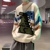 Zongke Knitted Sweater Men Winter Mens Clothes Pullover Mens Sweaters White Harajuku Sweater Little Monster Print 2021 M-2XL Y0907