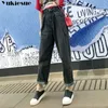 Vintage damer pojkvän jeans för kvinnor mamma hög midja jeans blå avslappnad blyertsbyxor koreanska streetwear denim harem byxor 210412