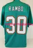 Män kvinnor ungdomar Bacarri Rambo Custom Sewn Teal Football Jersey XS-5XL 6XL