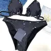 Moda Sexy Lettera Black Bikini Femminile Backless Backless Floral Suit da bagno Due pezzi Party Swimwear Swimwear Trendy Travel Charm Swimsuit