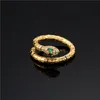 Mode goud kleur slang voor vrouwen meisje verstelbare prachtige glanzende kubieke zirconia vinger ring bruiloft sieraden gift