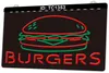 TC1353 Hamburger Open Bar Light Sign Incisione 3D a doppio colore