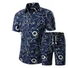 Été hommes ensembles 2018 nouvelle impression florale à manches courtes chemises ensembles mode décontracté Slim col rabattu hommes costumes G1209