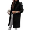 Kadın Ceket Kış Sıcak Uzun Kollu Düğme Yaka Ceket Orta Uzunlukta Ceket Palto Bayan Giyim