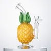 Gros verre épais ananas Bong narguilés 7 pouces d'épaisseur recycleur conduites d'eau bulle 14mm joint jaune vert huile Dab Rigs avec bol