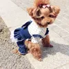 Pet Dog Jumpsuits Salopette Chiot Robe Style 100% Coton Vêtements Pour Petits Chiens Dentelle Arc Hoodies Printemps / Automne Chihuahua Caniche 210804