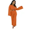 Frauen zweiteilige Hosen Frauen Herbst und Winter Mode locker zweiteiliges Set Freizeit Home Set Hose mit weitem Bein lose Ärmel Set