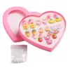 주얼리 귀여운 만화 No Ear Hole False Children 's Earring Love Gift Box 세트 어린 소녀의 귀 클립