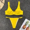 Женские Купальники Женщины Купальник с underwire Rikbed Bikini Push Up Black Thong Купальный костюм может ударить женское Biquini 2021