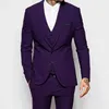 Slim fit Viola Abiti casual per uomo 3 pezzi Groomsmen Tuxedo con scialle Risvolto Uomo Moda Costume Set da sposa Giacca Gilet Pantaloni X0909