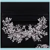 Jewelryfashion Tempérament À La Main Strass Peigne À Cheveux Belle Tissage Fleurs Feuilles De Mariée Coiffure De Mariage Bijoux Clips Barrettes