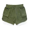 Sommer-Laufshorts Männer 2 in 1 Sport Jogging Fitness Training Quick Dry S Gyms Sport Fitnessstudios Short Pan 210716