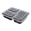 10 PCS Plástico Reutilizável Bento Box De Armazenamento De Alimentos De Alimentos Caixa de Almoço 3 Compartimento Reutilizável Recipientes Microwavable Casa Lunchbox 210818