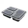 10 Pcs Plastique Boîte À Bento Réutilisable Stockage De Repas Préparation Des Aliments Boîte À Lunch 3 Compartiments Réutilisables Récipients Au Micro-Ondes Maison Boîte À Lunch 210818