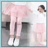 Pantalons Pantalons Bébé Enfants Vêtements Bébé, Maternité 2021 Coton Filles Leggings Dentelle Princesse Jupe-Pantalon Printemps Automne Enfants Jupe Slim F