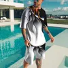 メンズトラックスーツ2022夏の男性カジュアルスーツシンプルなタイプTシャツショートパートパンツと同じ色品種グラデーションスタイル