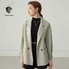 FANSILANEN court décontracté 100% laine blazer manteau femmes surdimensionné laine hiver veste femme poche cachemire vintage sur 210607