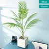 80-125cm Tropical Plants Large Artificial Palm Tree Branch Floor Fake Monstera Plastic Palm Leaves For Home Garden Wedding Decor 210624