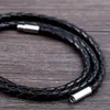 3mm / 4mm heren zwart gevlochten lederen roestvrijstalen choker ketting koord touw magnetische sluiting mannelijke sieraden geschenken