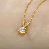 Pendanthalsband Fashion Crystal Zircon Letter V för kvinnor Stianless Steel Gold Chain Halsband Boho Estetiska smycken