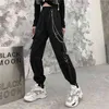 QWEEK Punk Cargo Spodnie Kobiety Joggers Hippie Chain Kieszenie luźne Black S Baggy Harajuku Streetwear Oversize Spodnie Hip Hop 210925