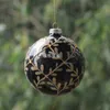 Party Decoration 4pcs/pack Diameter 12cm Black Globe Christmas Tree Hanging Ornaments Silver Plated Craft Glass Pendant