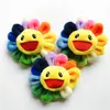 Färgglada Sunflower Plush Toy Brosch Bag Tillbehör Japansktecknad Pendant Barnens gåva