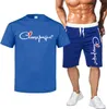 2022 vêtements pour hommes grande taille survêtement marque lettre impression T-shirt court costume d'été vêtements piste coton mari ensemble