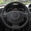 Auto Steering Wheel Covers Black Suede Hand Stitching Wrap voor Renault Megane 2 Scenic 2 (Grand Scenic) Kangoo 2 2002 - 2013