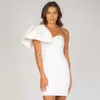 Summer White One Shoulder Bodycon Club Bandage Dress Women Sexy Strapless Celebrity Party 210525