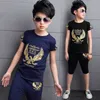 Nouveau 2019 enfants garçons vêtements d'été ensembles t-shirt et short survêtement de sport pour garçons ensemble 4 6 8 9 10 12 ans X0802