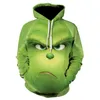 Erkekler Grinch 3D Baskılı Sweatshirt Harajuku Yeşil Stil Moda Karikatür HoodedPullover Eşofman Triko 211.202 için Kış Hoodie