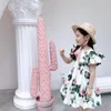 新しい夏の子供たち韓国風の女の子のドレス花純粋な綿のドレス母娘のマッチングドレスプリンセスコスチュームQ0716