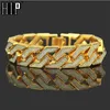 Hip Hop Gold Color Plated Micro Pave Cubic Zircon Bracelet Iced Out Length Chain For Men Women Jewelry