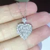 2021 Choucong Cocktail Luxury Jewelry Set 925 Sterling Silver Full T Princess Cut Topaz CZ Diamond Heart Pendant Earring Women Ring Wedding Clavicle Necklace Gift